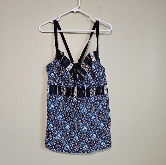 Swim by Cacique Tankini Top Underwired Beach Swimsuit Multicolor Design Size 44C - Picture 1 of 7